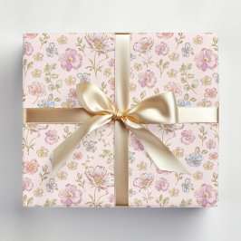 Vacker Blommig Vintage Mönster Presentpapper