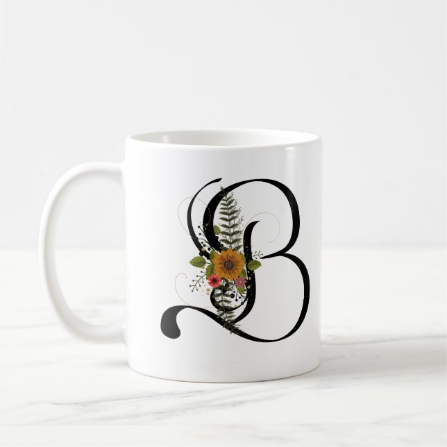 vacker blommigt brev B Kaffemugg (Vänster)