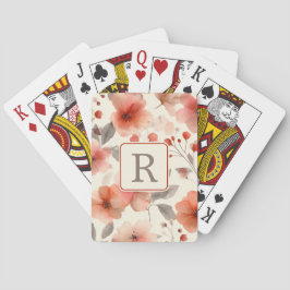 Vacker blommönster mall för monogram med personlig casinokort