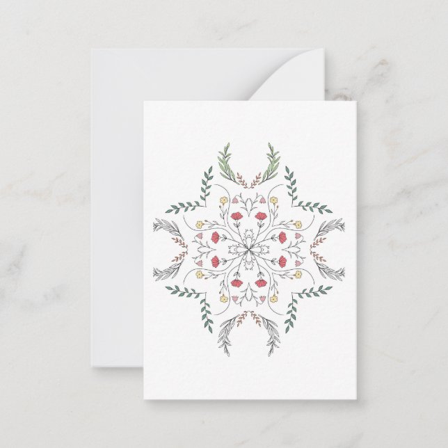 Vacker blommönster, mandala anteckningskort (Framsida)