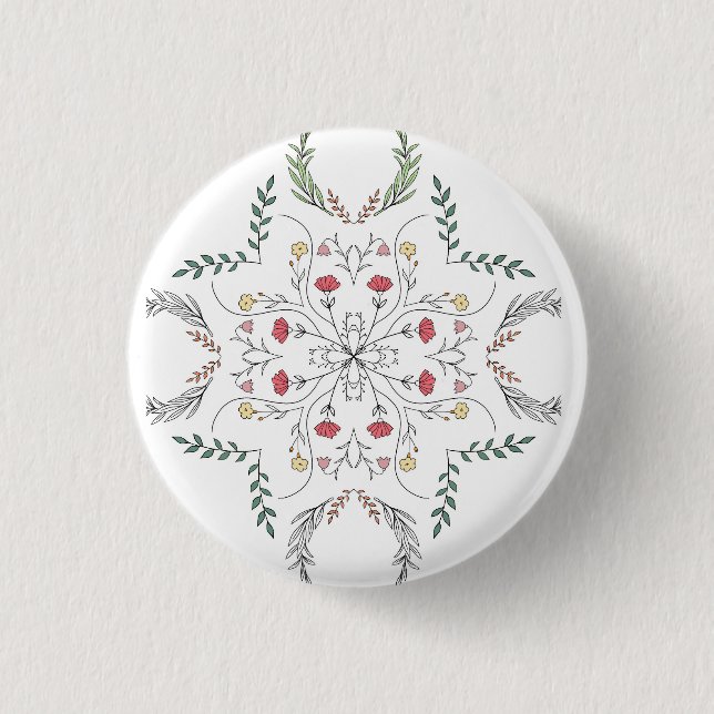 Vacker blommönster, mandala knapp (Framsida)