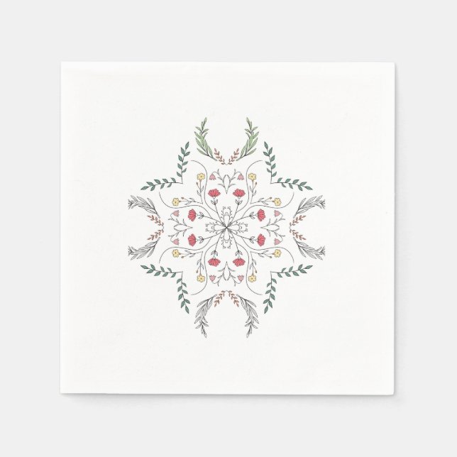 Vacker blommönster, mandala pappersservett (Framsidan)