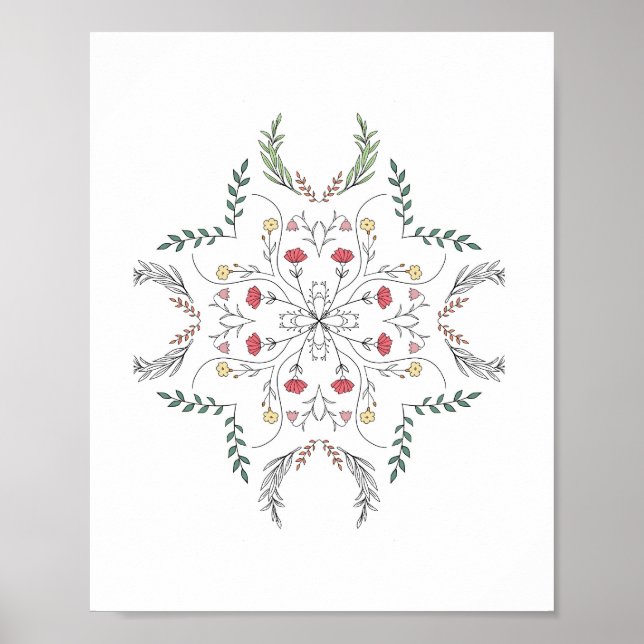 Vacker blommönster, mandala poster (Framsidan)