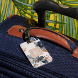 Vacker blommönstrad monogrammall - Personlig Bagagebricka