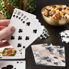 Vacker blommönstrad monogrammall - Personlig Casinokort