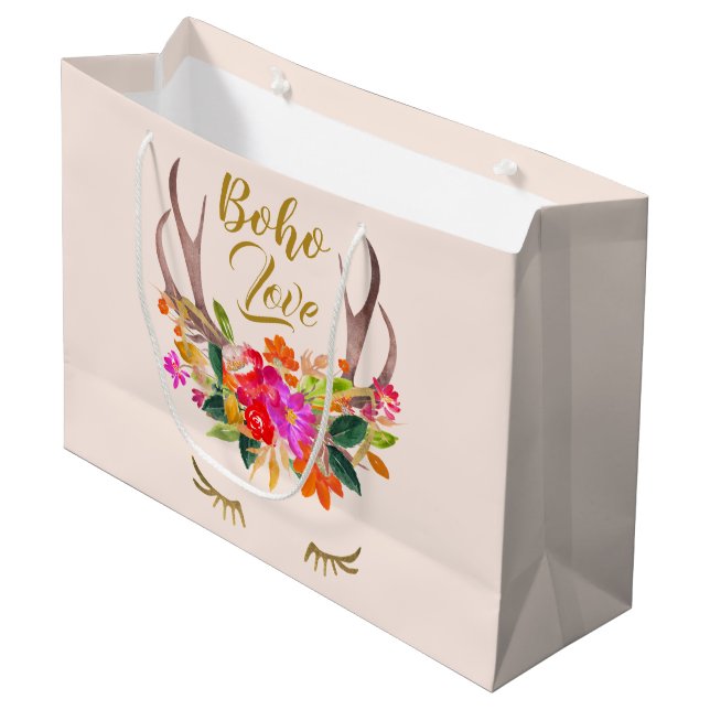 Vacker blomster Boho Kärlek Renhorn Ögonfransar (Framsidan Vinklad)
