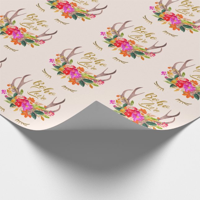 Vacker blomster Boho Kärlek Renhorn Ögonfransar Presentpapper (Hörn)
