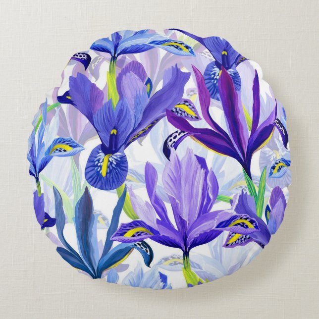 Vacker blomster dekorativ iögonfallande  rund kudde (Framsidan)