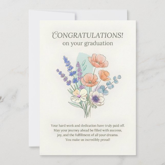 Vacker blomster examens kort (Framsida)