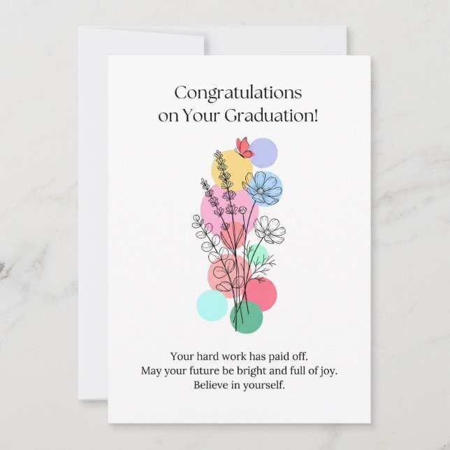 Vacker blomster examens kort 5x7 (Framsida)