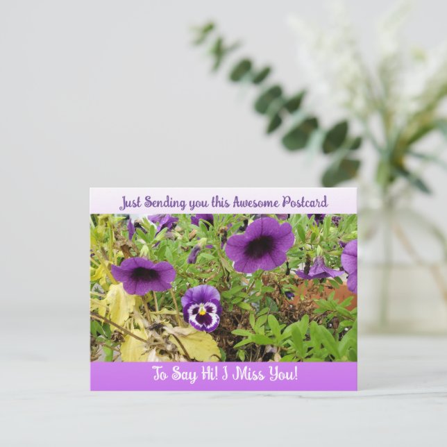 Vacker blomster-"Jag saknar dig"-hälsning vykort (Stående Fram)