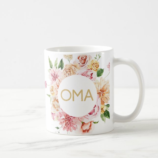 Vacker blomster-Oma presentmugg Kaffemugg (Höger)