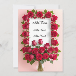 Vacker blomster ram med röda rosor inbjudningar