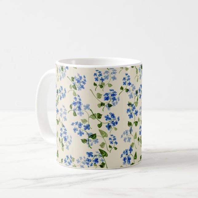 Vacker blomster sömlös mönster forget-me-not bl kaffemugg (Framsida vänster)