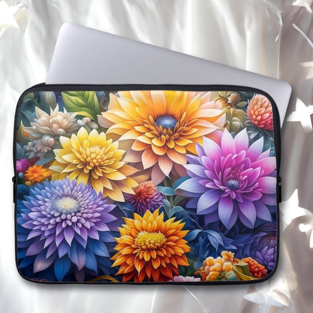Vacker blomster vattenfärg blommor Ai konst Laptop Fodral (Skapare uppladdad)