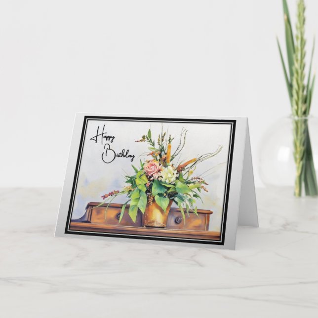 Vacker blomsterarrangemang - födelsedags kort (Framsida)
