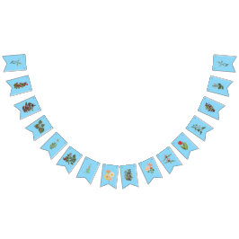 Vacker blomsterbanner på blå bakgrund vimplar