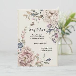 Vacker blomsterbröllop / Spara datum-inbjudan Inbjudningar