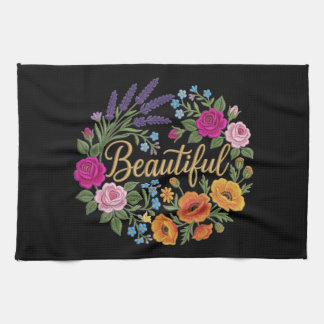 Vacker blomsterbukett kökshandduk