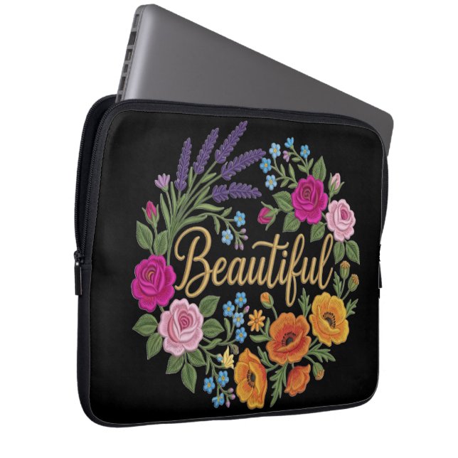 Vacker blomsterbukett laptop fodral (Framsidan Höger)