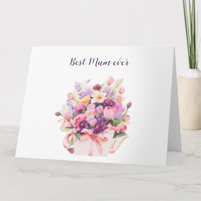 Vacker blomsterbukett Mors dag Kort (Framsida)