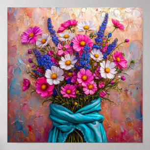Vacker blomsterbukett stilleben elegant konst poster
