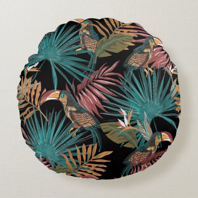 Vacker blomsterdekor iögonfallande  rund kudde (Framsidan)