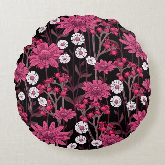 Vacker blomsterdekoration iögonfallande  rund kudde (Framsidan)