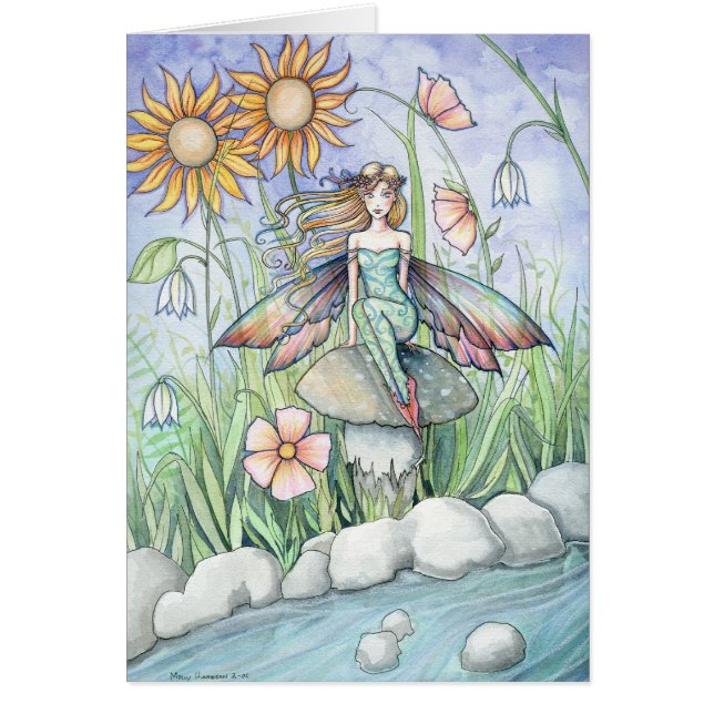 Vacker blomsterfée konstkort av Molly Harrison Hälsningskort (Framsidan)