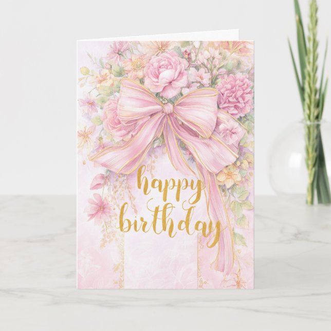 Vacker blomsterfödelsedag kort (Framsida)