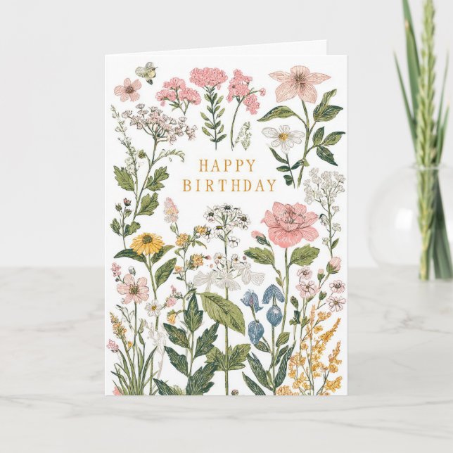 Vacker blomsterfödelsedag kort (Framsida)