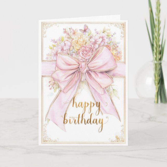 Vacker blomsterfödelsedag kort (Framsida)
