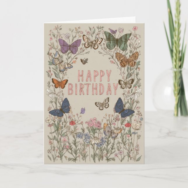 Vacker blomsterfödelsedag kort (Framsida)