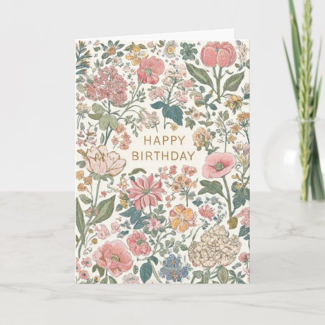 Vacker blomsterfödelsedag kort (Framsida)