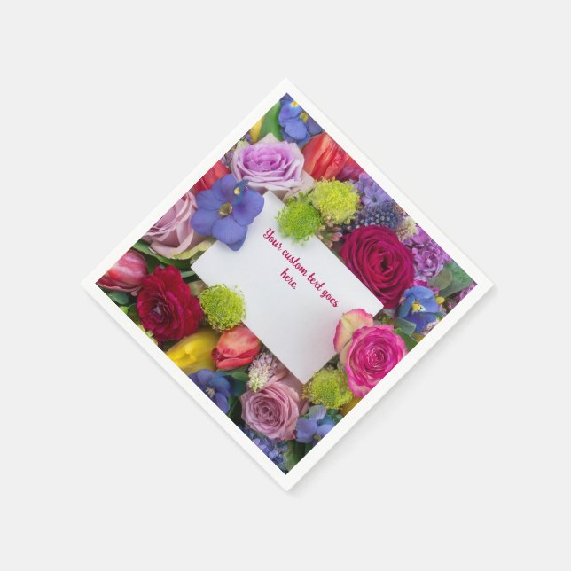 Vacker blomstergardin ramade rosor textruta anpass pappersservett (Hörn)