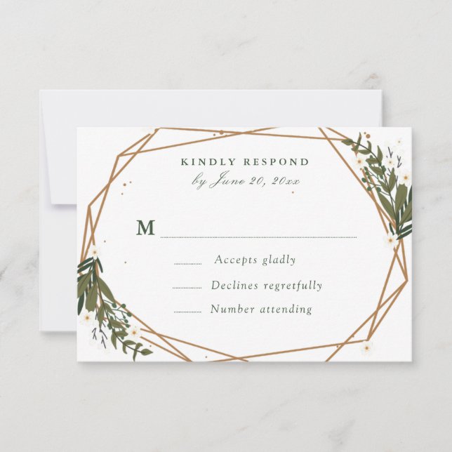 vacker blomstergeometrisk RSVP-kort OSA Kort (Framsida)