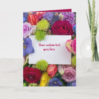 Vacker blomsterinrammad ros textruta anpassad kort