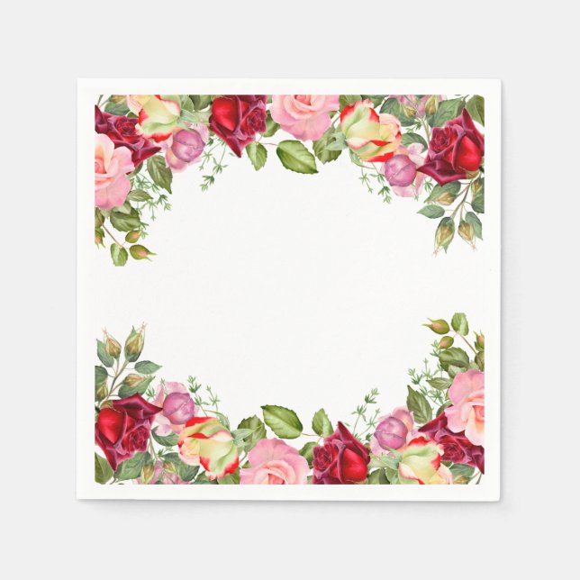 Vacker blomsterkant Lägg till vad du vill Pappersservett (Framsidan)