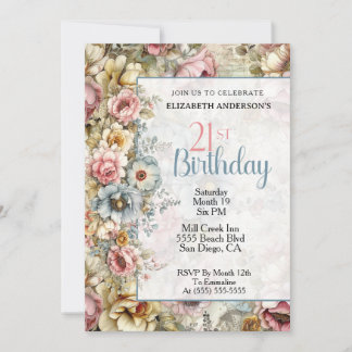 Vacker blomsterklippning 21-årsdag inbjudningar