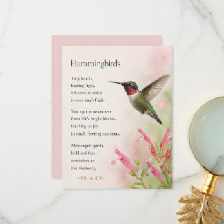 Vacker blomsterkolibri gratulationskort tack kort