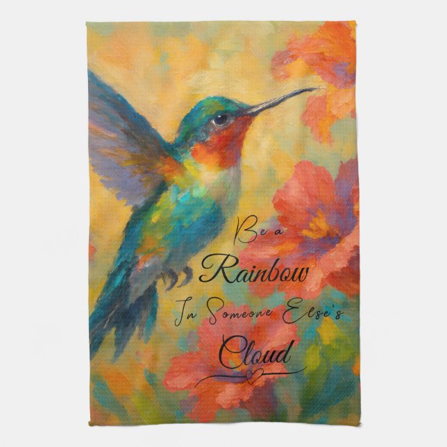 Vacker blomsterkolibri kökshandduk (Vertikal)