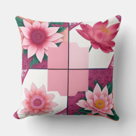 Vacker blomsterkonst med rosa blommor kudde