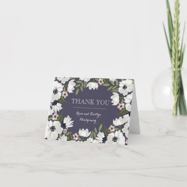 Vacker blomsterkort för tack - lila (Framsida)