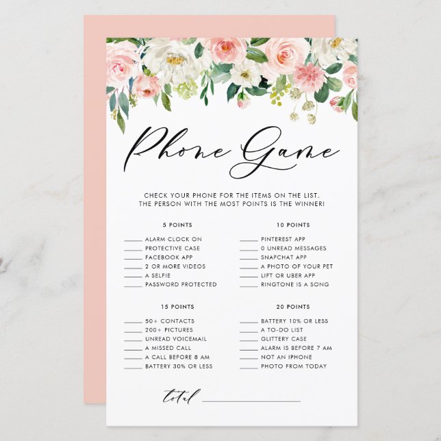 Vacker blomsterlig Vad finns på din telefon Bröllc (Fram/baksida)