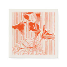 Vacker blomsterlinjekonst med orange växter