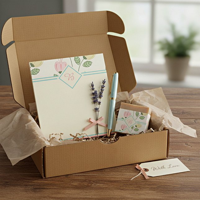 Vacker blomsterram monogram anteckningsblock (Skapare uppladdad)