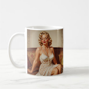 Vacker blond pin-up 50-tals konst kaffemugg