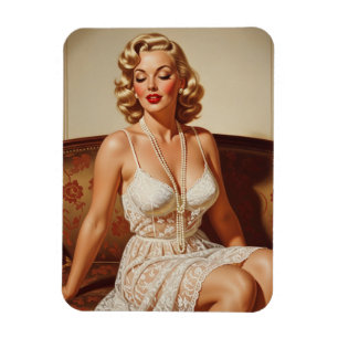 Vacker blond pin-up 50-tals konst magnet