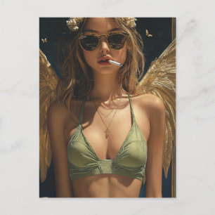 Vacker blond Smoking Angel Vykort