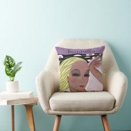 Vacker Blonde Dam (Personalize) Kudde